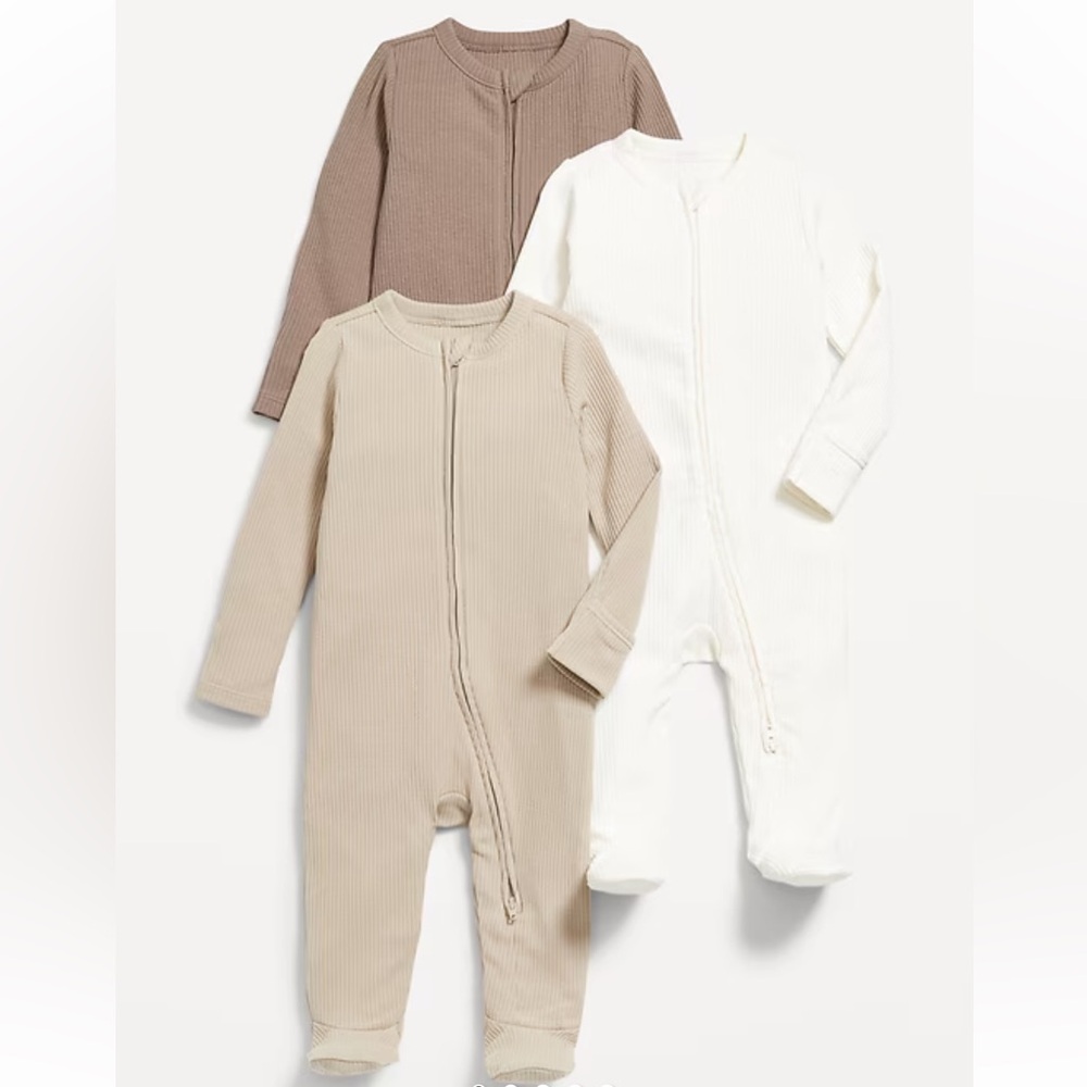 New Old Navy ribbed baby sleepers set of 3